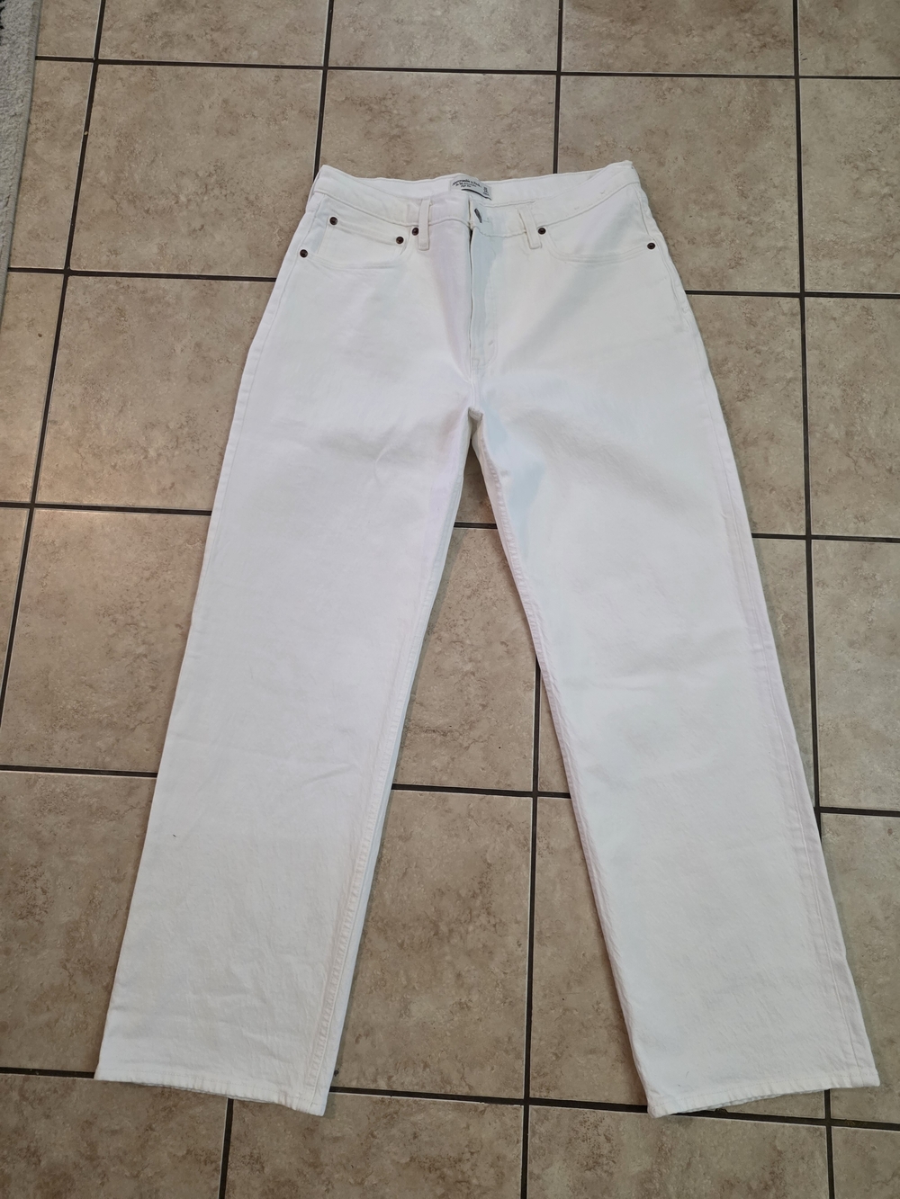 Abercrombie & Fitch White Straight Leg Jeans